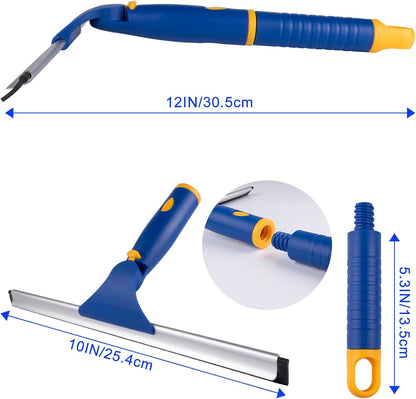 Swivel Shower Squeegee for Glass Doors, All-Purpose Anti-Slip Window Squeegee with 2 Blades, Window Cleaner Tool Bathroom Squeegee for Shower Doors, Tile Shower Walls，Mirrors,Car Windshields
