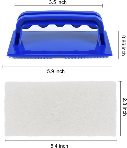 YoleShy Handled Scrubber Set, Non-Scratch Bathroom Scrubbing Pads, Bathtub Scrubber with Handle, Reusable Cleaning Sponge for Shower Tile, Bathtube, Sink, Spas Tubs & Swimming Pool Step