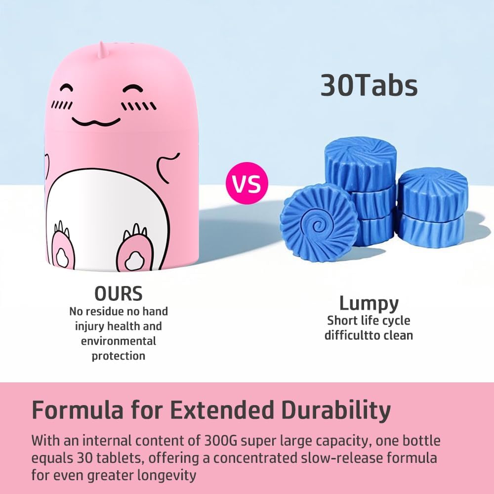 Cute Dinosaur-Shaped Toilet Bowl Cleaner Bottle, Bathroom Toilet Tank Cleaner with Jasmine Scent,One bottle lasts for 90 days (1, green)