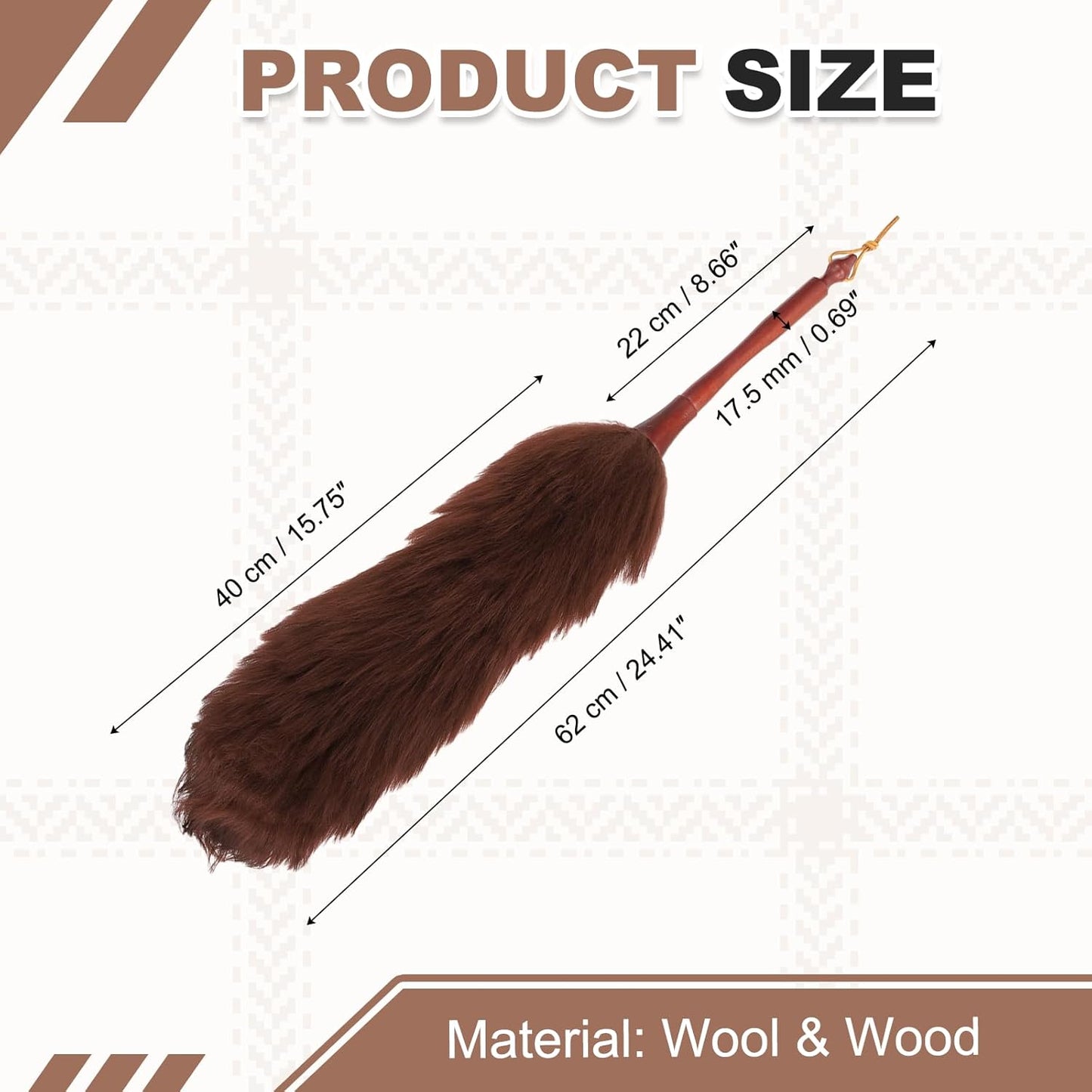 uxcell Wool Duster, 14.2" Natural Feather Cleaner Household Cleaning Duster with Solid Wooden Handle for Cleaning Fans Window Blinds Shelves Furniture, Pink