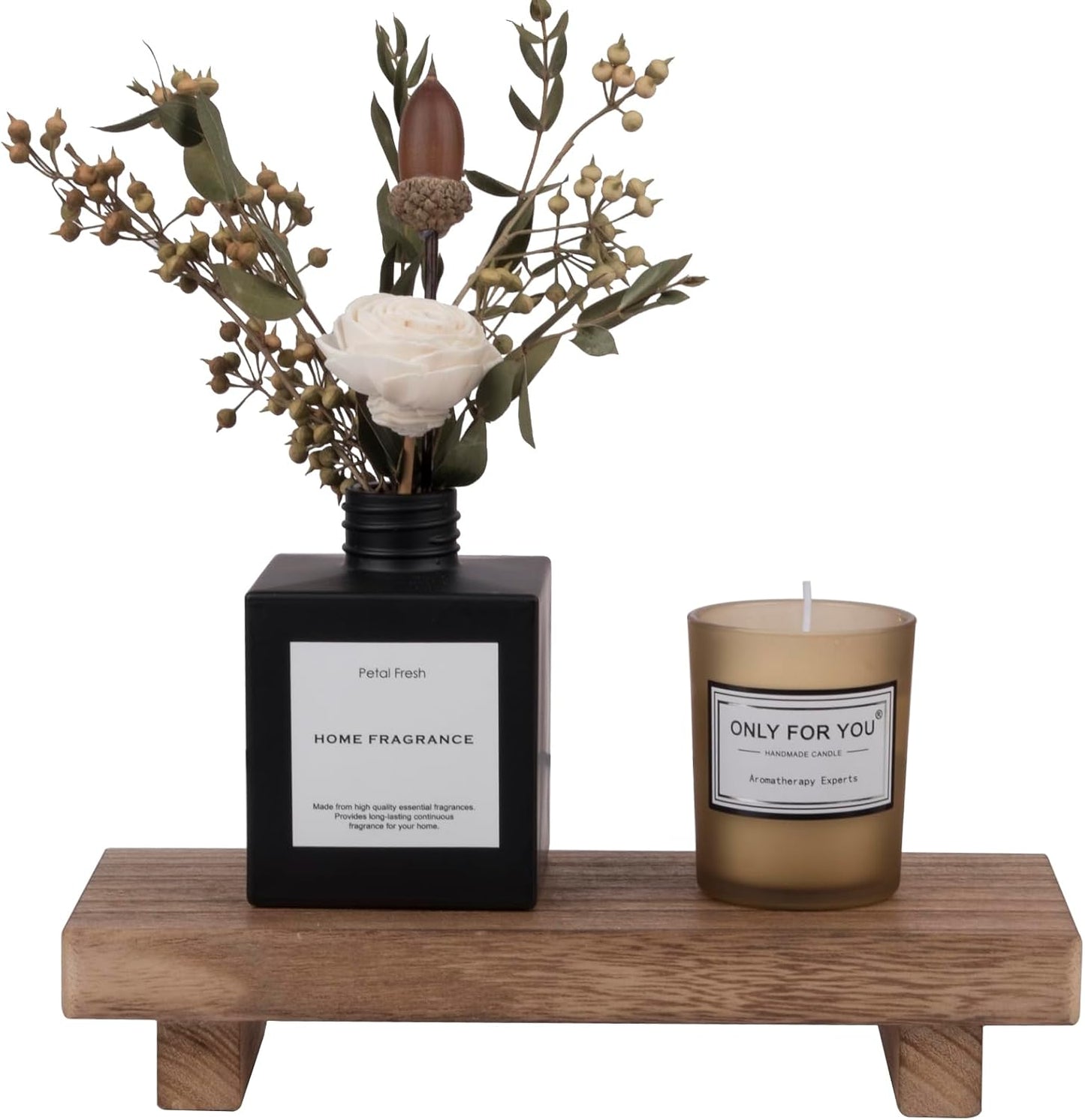 zoocatia Small Wood Tray Pedestal Stand Farmhouse Bathroom Decor Decorative Wooden Riser Kitchen Soap Dish Holder for Vanity, Counter, Sink, 9" x 5.9" - Black