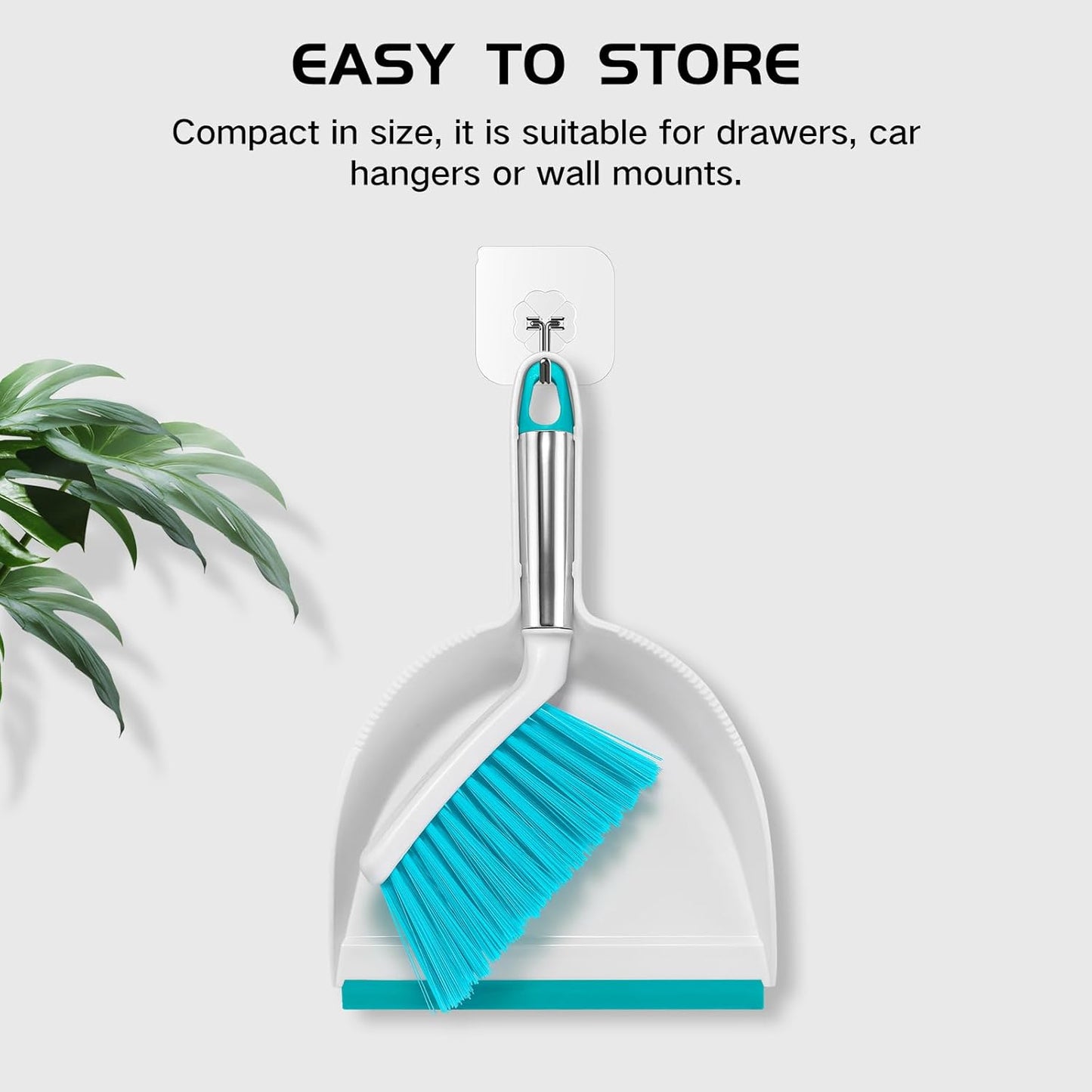 NACENA Mini Broom and Dustpan Set, Small Dust Pan and Brush Set with Handle Dustpan Teeth for Cleaning Hair Suitable for Office Desks Drawers Sofas Outdoor Camping, Light & Purple