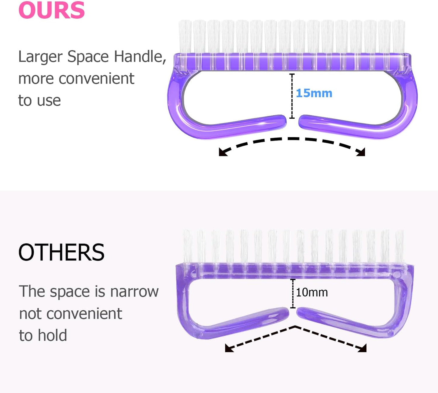 Larbois Handle Grip Nail Brush, Nail Brushes Hand Fingernail Brush Cleaner Scrubbing Kit Pedicure for Toes and Nails Men Women (4 Pack)