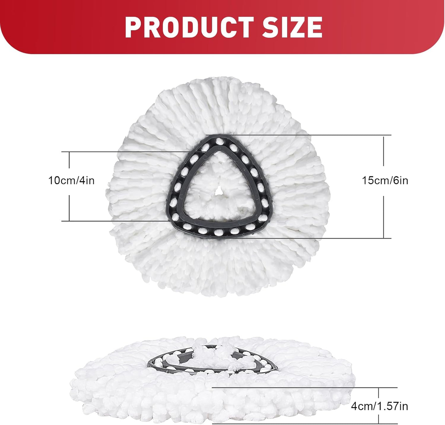 4 Pack Spin Mop Replacement Heads, Microfiber Mop Refills Compatible with Ocedar Mop Heads Replacements 2 Tank System, Replace Head Safe for Cleaning All Hard-surfaced Floors