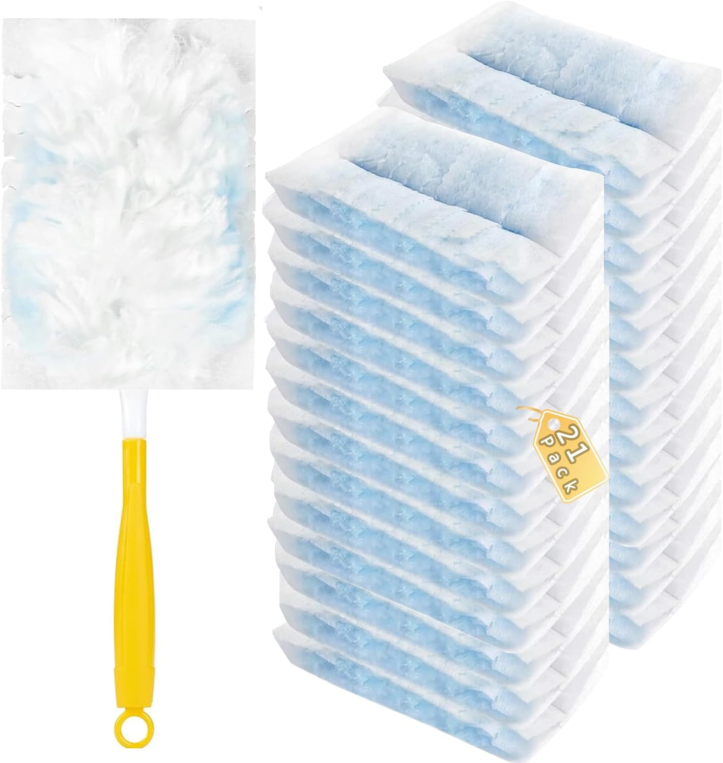 30 Pack Duster Refills Compatible with Swiffer Duster, Heavy Duty Multi Surface Duster Replacement with 1 Extra Handle for Cleaning Furniture, Blinds, Ceiling Fans and Car