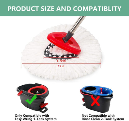 [ 5 Pack ]Mop Heads Replacements, Spin Mop Replacement Head Deep Cleaning Machine Washable and Easy-to-Replace,Spin Mop Refill Replacement Head 100% Microfiber,Mop Head Compatible with O Ceda EasyWrin