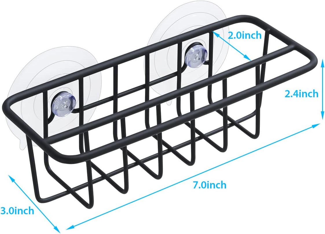 TESOT Sink Caddy Sponge Holder for Kitchen Sink Dish Cloth Hanger 2 Suspension Options(Suction Cups and Adhesive Hook), SUS304 Stainless Steel, Silver