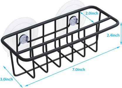 TESOT Sink Caddy Sponge Holder for Kitchen Sink Dish Cloth Hanger 2 Suspension Options(Suction Cups and Adhesive Hook), SUS304 Stainless Steel, Silver