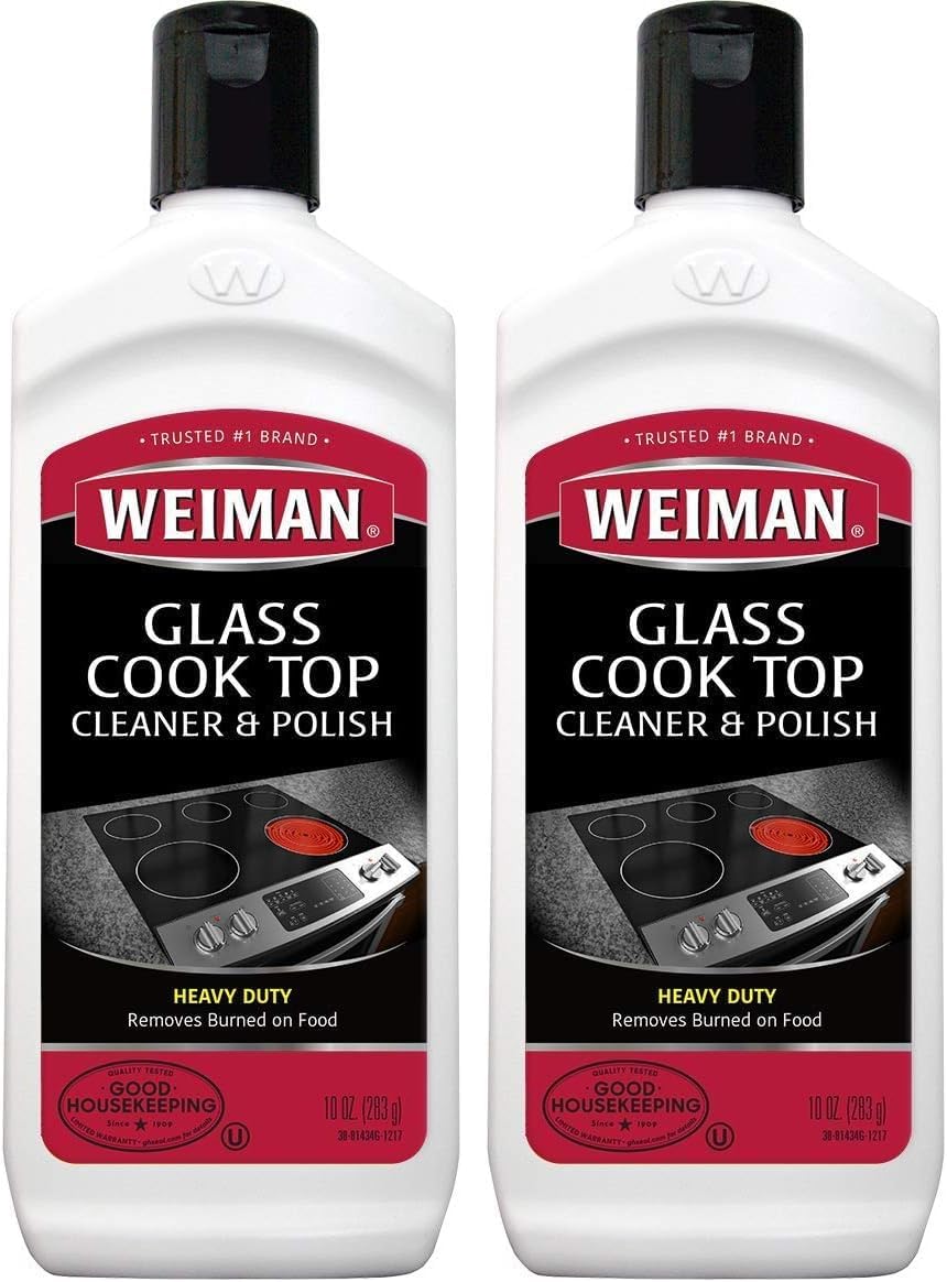 Weiman Glass Cooktop Heavy Duty Cleaner & Polish - Shines and Protects Glass/Ceramic Smooth Top Ranges with its Gentle Formula - 10 Oz., Clear