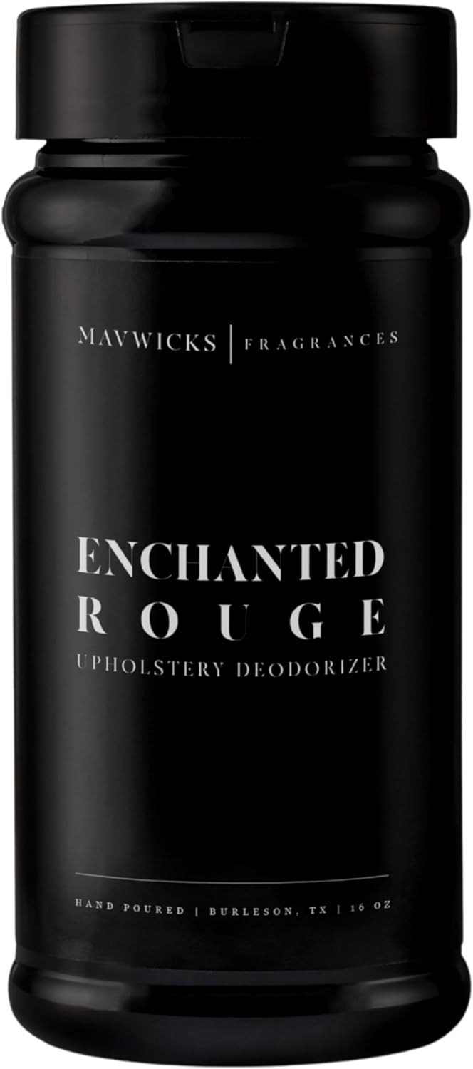 Mavwicks Fragrances - Upholstery Deodorizer (Enchanted Rouge) 16 Oz - Rug, Couch & Carpet Deodorizer - Vacuuming Powder, Pet Safe Carpet Freshener Powder - Odor Eliminator for Home