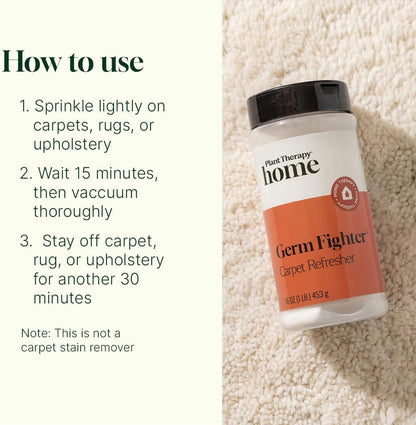 Plant Therapy Home Germ Fighter Carpet Refresher 16 oz Natural Ingredients, Neutralizes Odors, Naturally scented, Made without Phthalates, Dyes, Sulfates, Bleach, Synthetic Fragrances