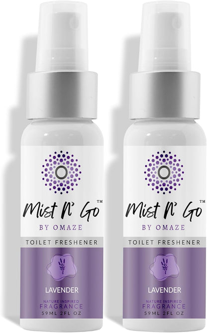 Mist N’ Go by Omaze Travel Bathroom Spray for Toilet Spray Odor Eliminator - Travel Toilet Spray for Bathroom Air Freshener Spray for Bathroom Deodorizer - Clean Mix, Travel Size (1oz x2)