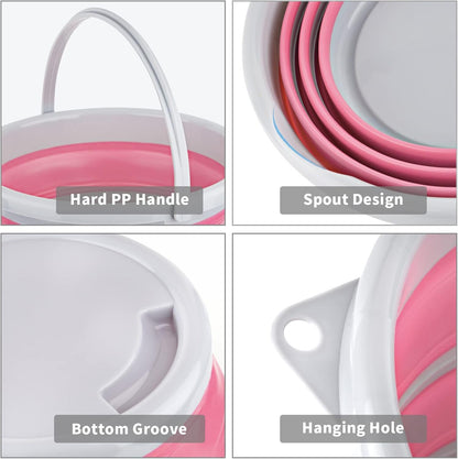 2 Pack Collapsible Buckets 10L 2.6 Gallon Cleaning Bucket Mop Bucket Folding Foldable Portable Small Plastic Water Supplies for Outdoor Garden Camping Fishing Car Wash Space Saving