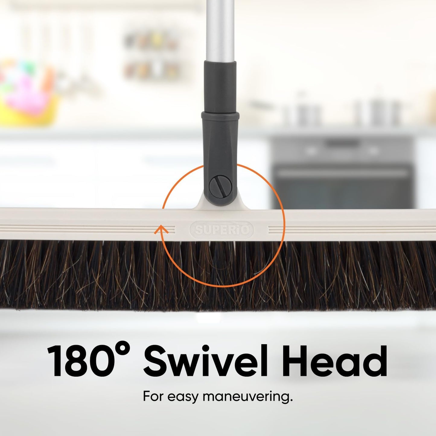Superio 16"" Slim Silicone Salon Broom - Carpet Rake for Liquid, Human Hair, and Pet Hair, and Fur Space Saving and Easy to Wash, 12811274