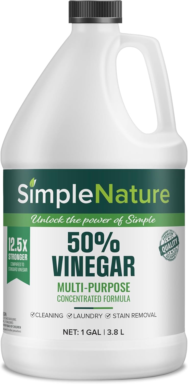 SimpleNature 45% Vinegar (1 Gallon) - Highly Concentrated Vinegar for Heavy-Duty Cleaning Power for Home & Patio, Limescale Removal & DIY Formulas - Dilutes Easily - Free of Dyes or Fragrance