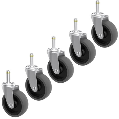 RILIDRI 3-Inch Swivel Stem Caster for Rubbermaid Mop Bucket Utility Cart, 7/16-Inch Stem Diameter Rubber Wheel Set of 4, Heavy Duty TPR Weber Grills Shop Vac Replacement Wheels