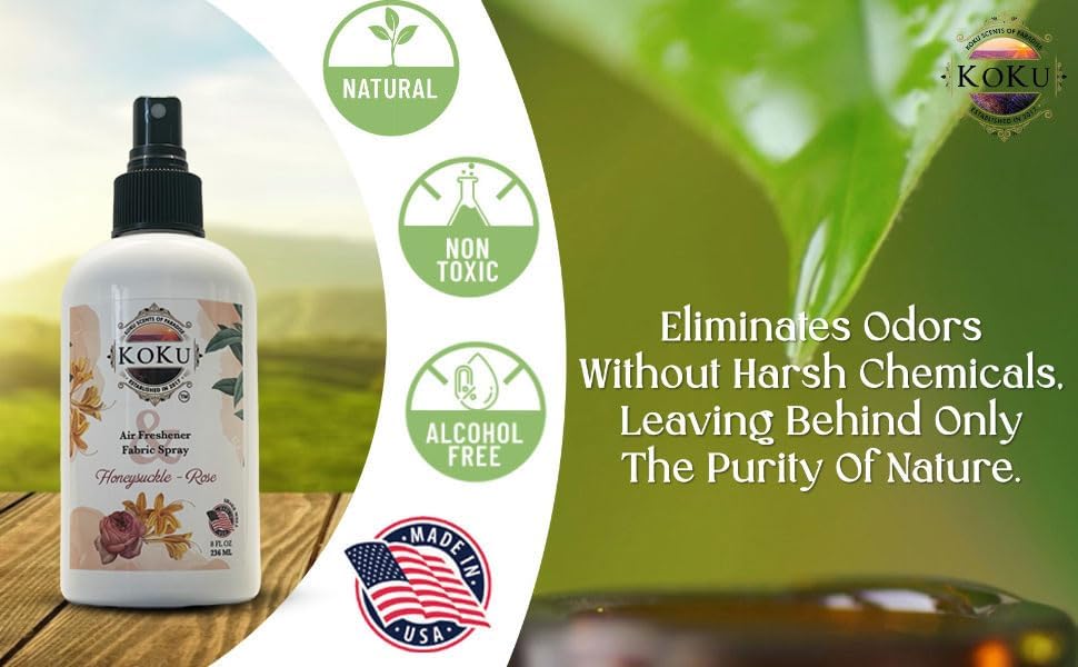 Honeysuckle Rose Air Freshener - Room Spray - Odor Eliminator - Deodorizer - Car Air Freshener - Home Spray - Linen Spray - Fabric Refresher - Non-Toxic - Alcohol Free - Made in USA (4 Oz)