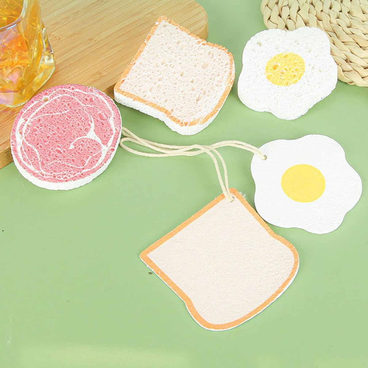 3pcs Dual-Sided Kitchen Dish Sponges Scrubber Set with Wood Pulp Cotton Material, Reusable Non-Scratch Pads for Pot and Pan Cleaning in Household Kitchens