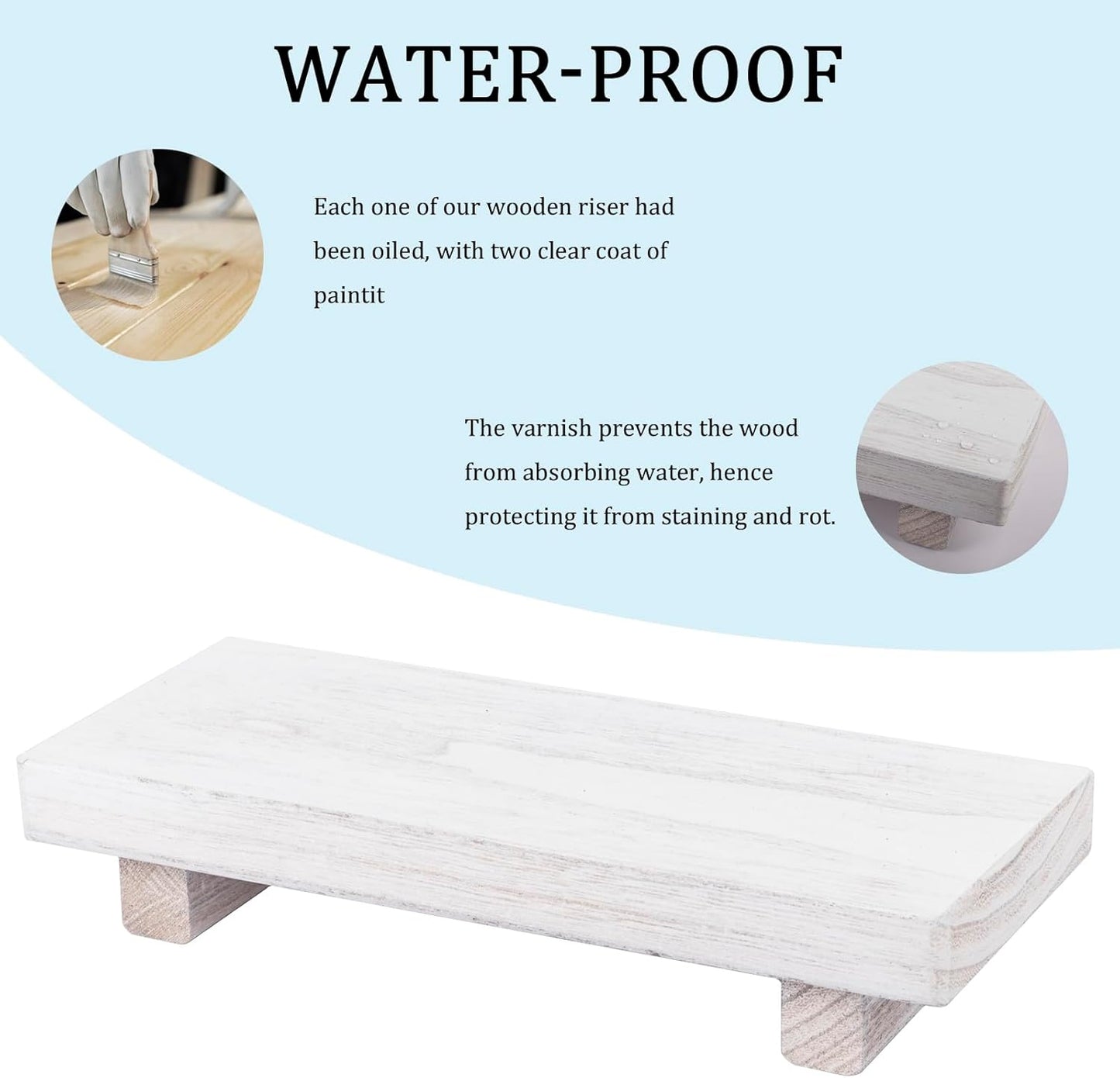 zoocatia Small Wood Tray Pedestal Stand Farmhouse Bathroom Decor Decorative Wooden Riser Kitchen Soap Dish Holder for Vanity, Counter, Sink, 9" x 5.9" - Black