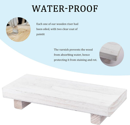 zoocatia Small Wood Tray Pedestal Stand Farmhouse Bathroom Decor Decorative Wooden Riser Kitchen Soap Dish Holder for Vanity, Counter, Sink, 9" x 5.9" - Black