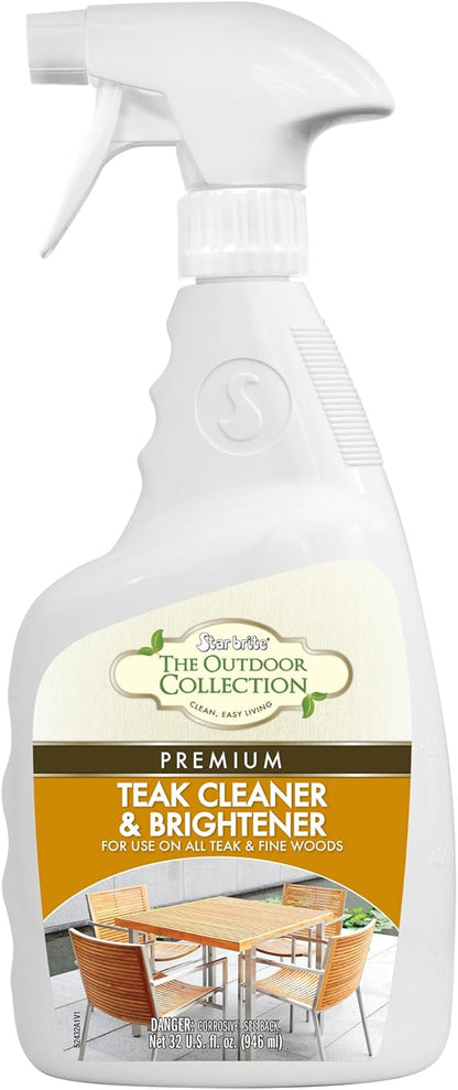STAR BRITE Outdoor Collection Teak Cleaner & Brightener - One-Step Teak Restoration, Renew Weathered, Gray Teak for Refinishing or Oiling - 32 OZ Spray