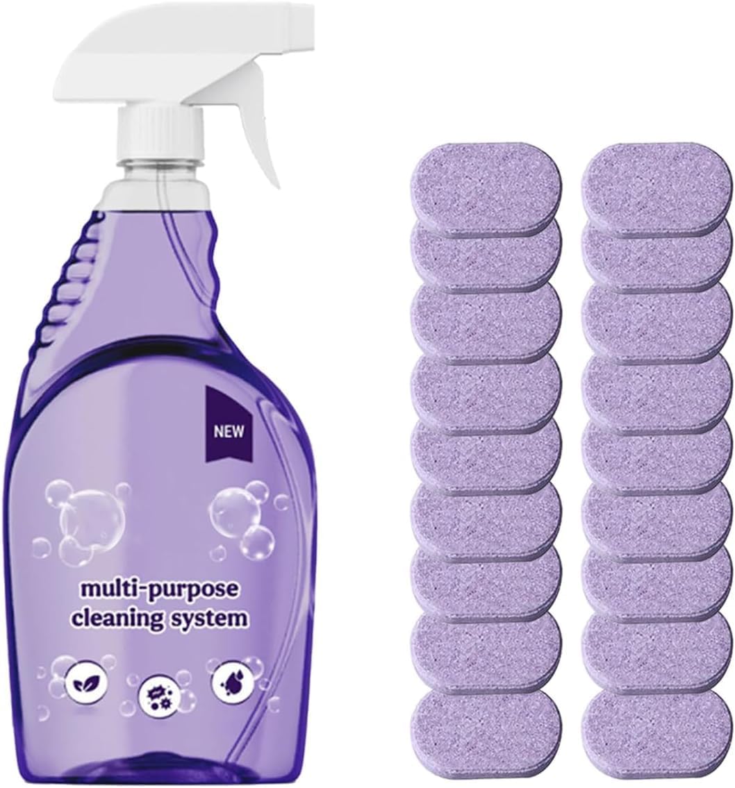 Oven Cleaner Spray Degreaser with 18 Concentrated Tablets, Heavy Duty Kitchen Cleaner for Stovetop Grill and Grease, Eco-Friendly Multi-Surface Cleaning Kit, Fresh Scent