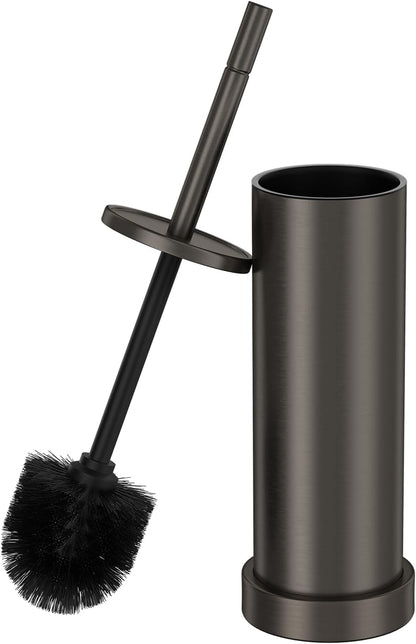 Toilet Brush and Holder Set: 304 Stainless Steel Heavy Duty Toilet Bowl Brush and Holder with Removable Inner Bowl and Splash Protection, Modern Long Handle Bathroom Cleaning Tool