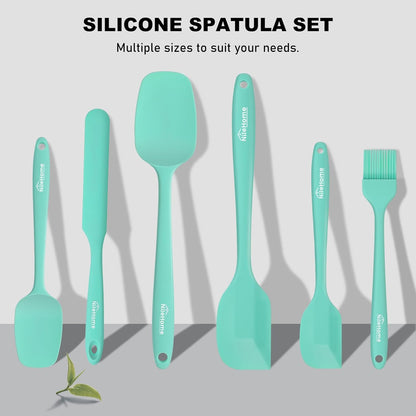 NileHome Silicone Spatula Set, 6 Pieces Food Grade Kitchen Utensils with Silicone Brush Heat Resistant Dishwasher Safe BPA-Free Rubber Spatula for Scraping, Baking, Cooking, Mixing-Forest Style