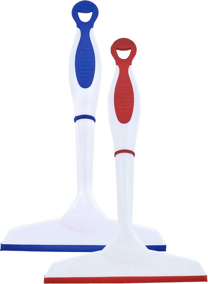 Superio Rubber Squeegee, 2 Pack, Streak Free All Purpose Window Squeegee, Comfort Grip Handle and Hanging Hook (Red, 10 Inch- 2 Pack)