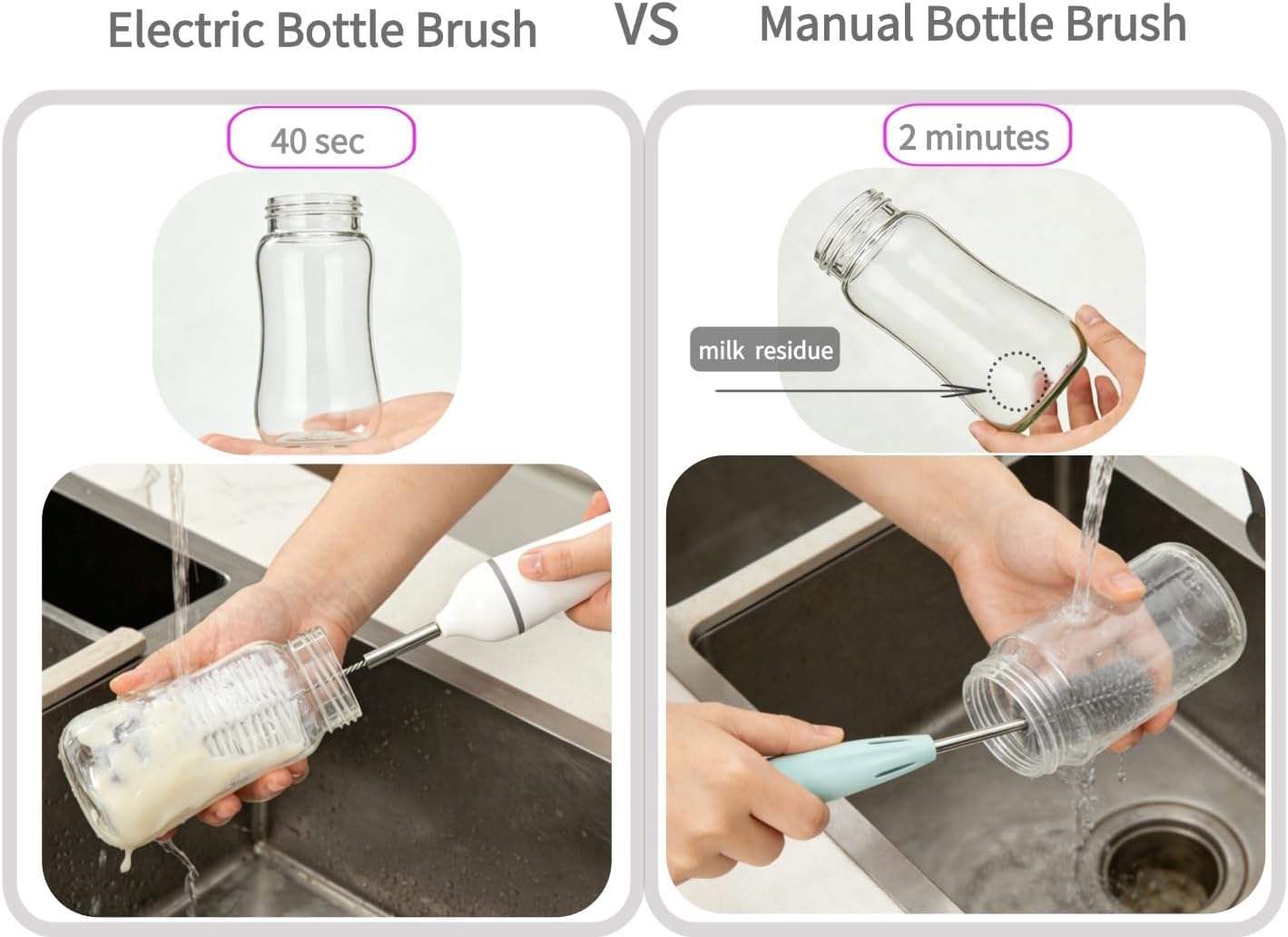 Electric Bottle Cleaner Pro, 11 in 1 Baby Bottle Brush with Drying Rack, Sponge Brush, Silicon Brush, Formula Mixer, Nipple Brush, Soap Dispenser, Microfiber Cleaning Cloth Included