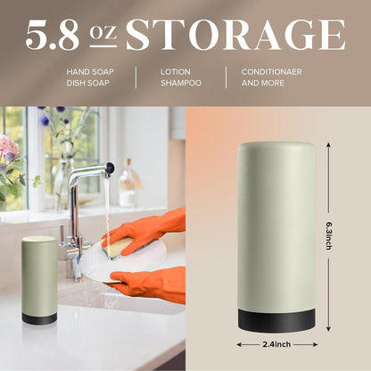 ElmRidge Dish Soap Silicone Dispenser for Kitchen Sink,Squeeze Washing Up Liquid and Hand Soap,Round refillable Silicone Bottles,Easy to Fill and to use, 8.5 oz,Black 2.4 x 2.4 x 5.5 inches (Gray)