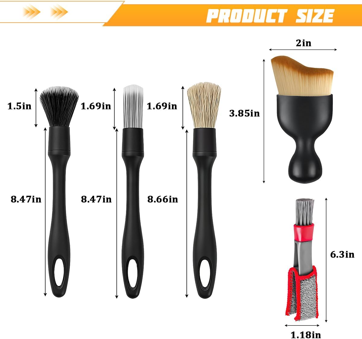 4PCS Car Detailing Brush Kit, Multi-Use Soft No Scratch Vehicle Interior Detail Duster Brush Set, Automotive Dusting Cleaning Kit for Exterior Interior, Universal for Vehicles