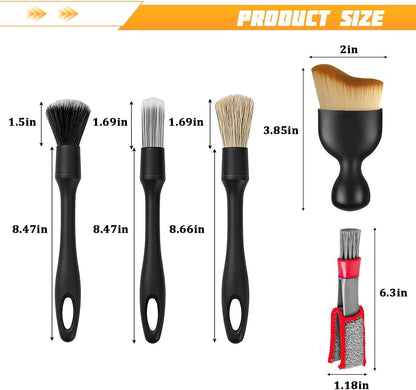 4PCS Car Detailing Brush Kit, Multi-Use Soft No Scratch Vehicle Interior Detail Duster Brush Set, Automotive Dusting Cleaning Kit for Exterior Interior, Universal for Vehicles