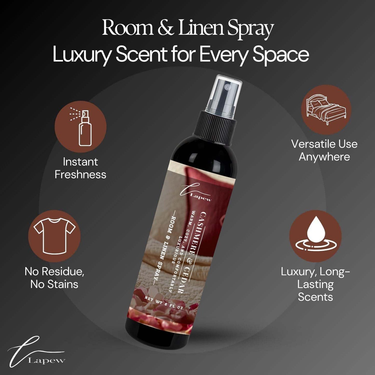 Lapew Room & Linen Spray | Fragrance Mist for Home, Car & Office | Fabric & Air Freshener | Neutralizing Mist | Made in USA | Cozy Cinnamon & Apple - Colors A