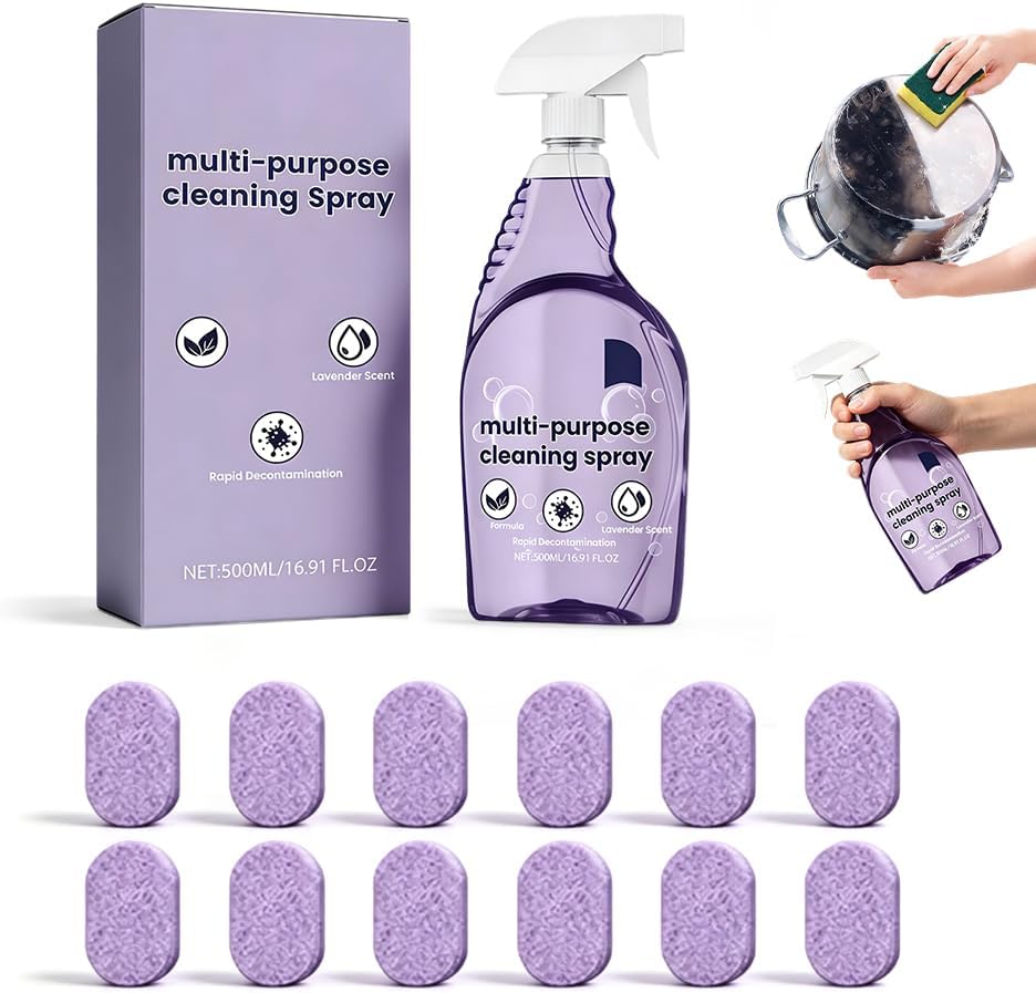 Fliwos Spray Oven Cleaner, 2026 Upgraded All-Purpose Spray Cleaner with Concentrated Cleaning Tablets, Multi-Surface Cleaning Spray for Oven, Grill, Kitchen, Bathroom and Home (1 Bottle+18 Pcs)