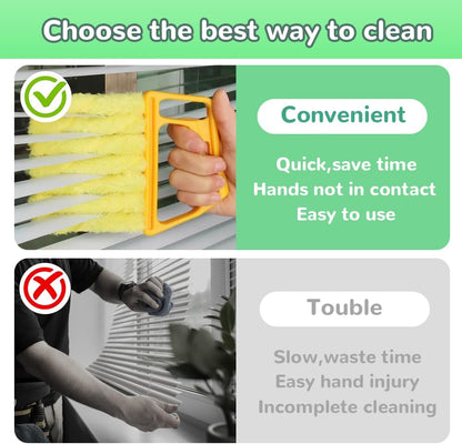 hoehew 4PC Blind Cleaner Duster Tool, 2025 Upgrade Window Venetian Microfiber 7 Finger Duster Brush Dusting Cleaner Tools for Window Shutters Air Conditioner Vinyl Wood Blinds with 4 Cloth Cover (B)