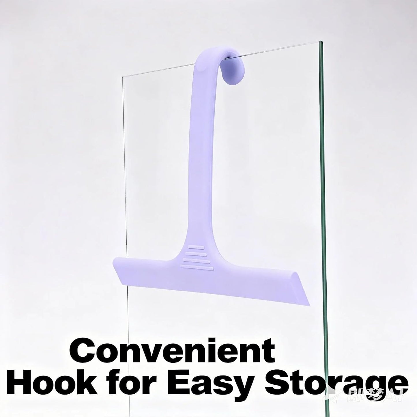 Silicone Shower Squeegee - All-in-One Design with Built-in Hook, 10 Inch Streak-Free Bathroom and car Cleaner for Glass Doors, Mirrors, Windows, Tiles Purple