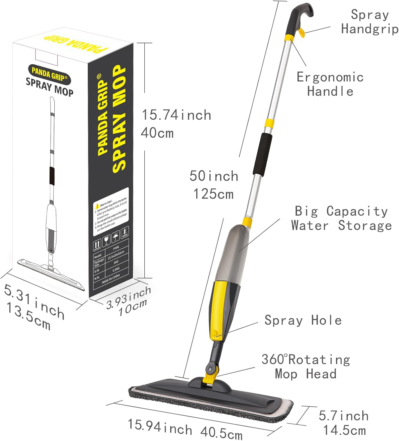 Mops for Floor Cleaning Wet Spray Mop with 14 oz Refillable Bottle and 2 Washable Microfiber Pads Home or Commercial Use Dry Wet Flat Mop for Hardwood Laminate Wood Ceramic