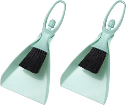 uxcell 2 Pcs Mini Dustpan and Brush Set, Small Broom and Dustpan Set for Office Tabletops Sofas Keyboards Home Cleaning Tool, Orange Pink