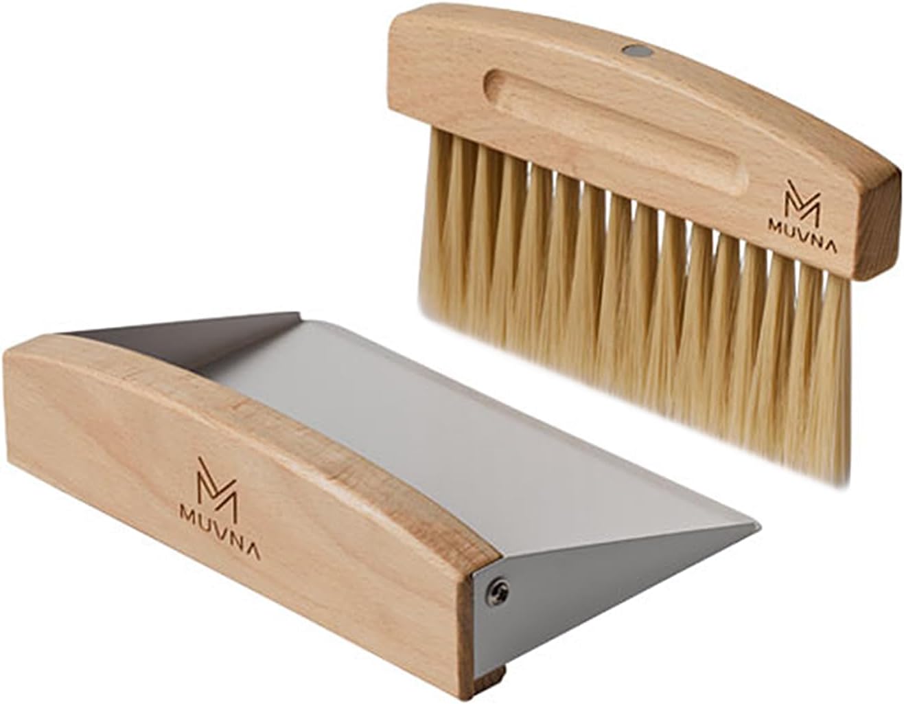 Coffee Brush and Dust Pan Set - Mini Hand Barista Broom, Magnetic Natural Horsehair Espresso Brush, Wood Barista Tools for Cleaning Tamping Station, Coffee Bar, Kitchen, Black