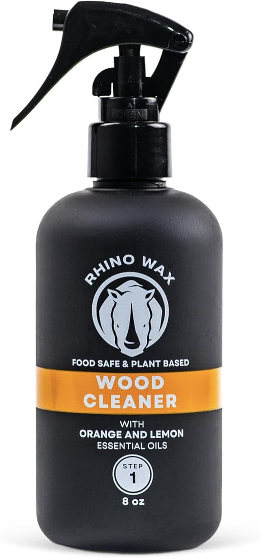 Rhino Wax Cutting Board Wood Spray Cleaner - Butcher Block and Large Wood Surface Spray-Cleaner - Food-Safe and Plant-Based Ingredients - Fresh Citrus Scent Eliminates Food Odors - Made in the USA