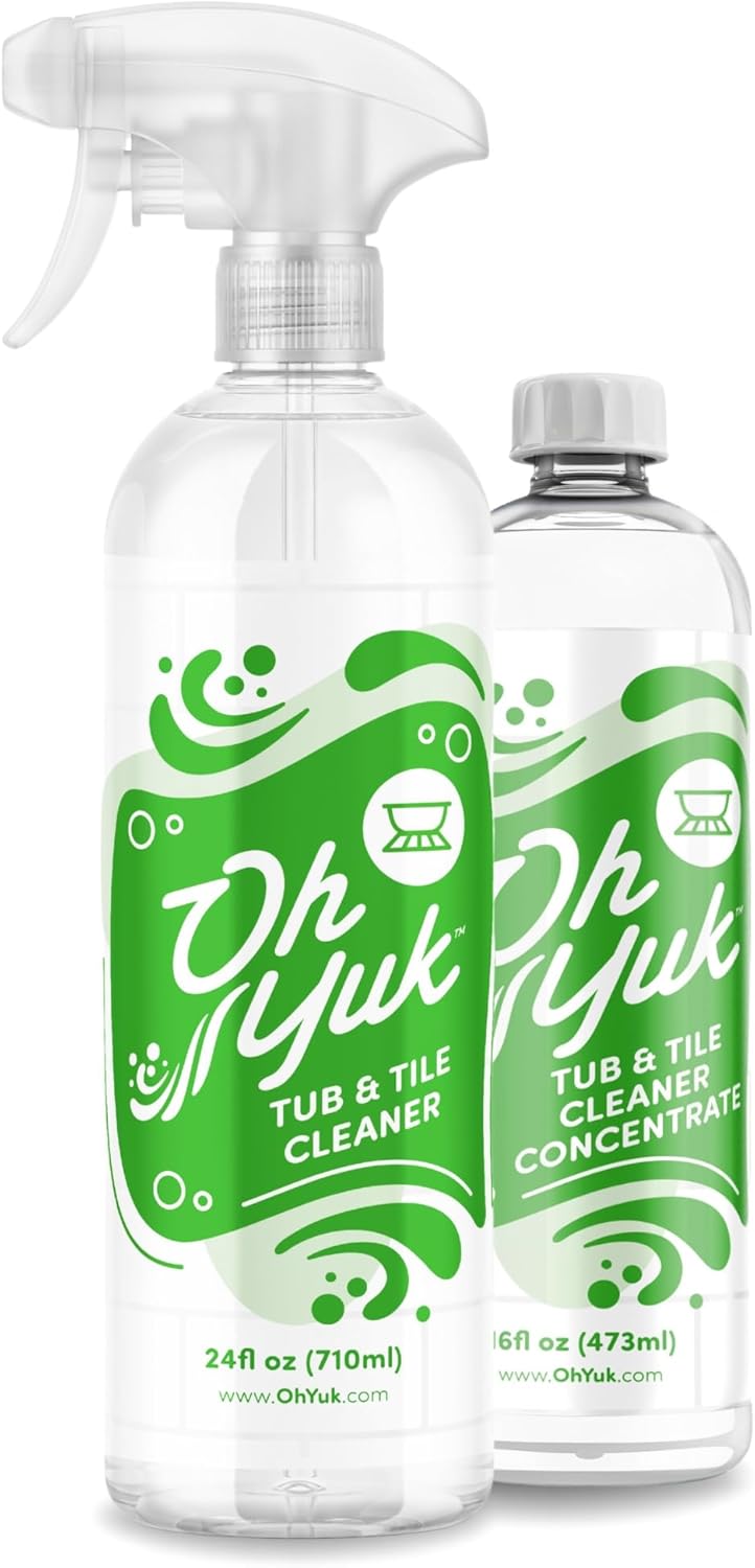 Oh Yuk Tub and Tile Cleaner – All-in-One Spray for Tubs, Tile, Shower Walls, and More | Removes Soap Scum and Residue | Biodegradable, Vegan, Cruelty-Free Formula | Made in USA