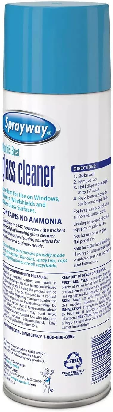 Sprayway Glass Cleaner Aerosol Spray Clean Fresh Scent