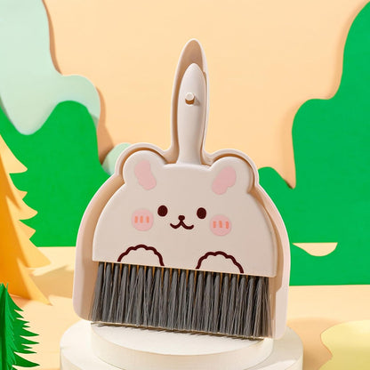 Portable Hand Broom and Dustpan Set, Cute Mini Broom and Dustpan Set with Durable Brush,Lightweight Small Dust Pan and Broom Set for Desktop Cleaning Small Space Cleaning(Rabbit)