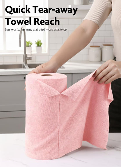 Fantasticlean Microfiber Cleaning Cloth Roll -40 Pack, Tear Away Microfiber Towels, 12" x 12", Reusable, Washable, Scratch Free, Ultra Absorbent Dishcloth for All-Around Cleaning Supplies (White)