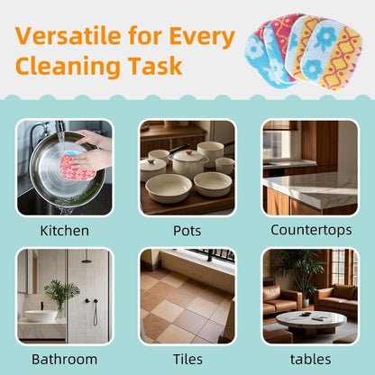 Amarelle GEN II Dish Washing Scrubbers (3-Pack), Made in Green Kitchen Scrubbers for Dishes, Non Scratch Pot & Pan Scrubber, Dual-Sided Heavy-Duty Scouring Pads, Reusable (Nordic Folk)