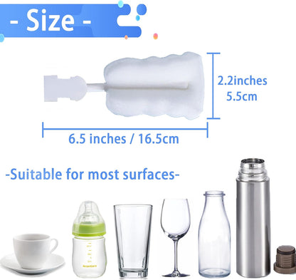 Bottle Brush Sponge Cup Brush Set with 4 Replacement Brush Head Portable Long Handle Water Bottle Cleaner Brush, for Baby Bottles Vacuum Flasks (4 Brushes + 4 Heads)