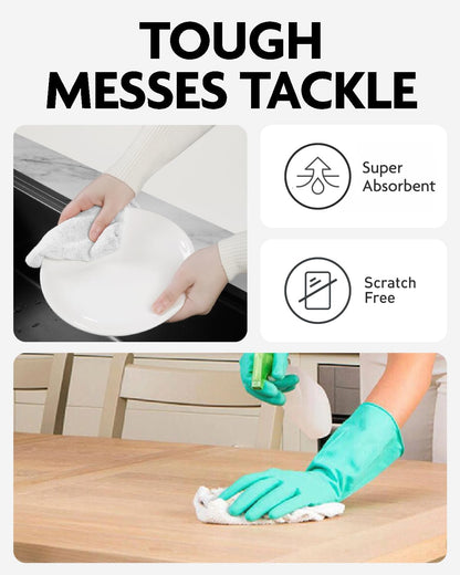 Fantasticlean Microfiber Cleaning Cloth Roll -40 Pack, Tear Away Microfiber Towels, 12" x 12", Reusable, Washable, Scratch Free, Ultra Absorbent Dishcloth for All-Around Cleaning Supplies (White)