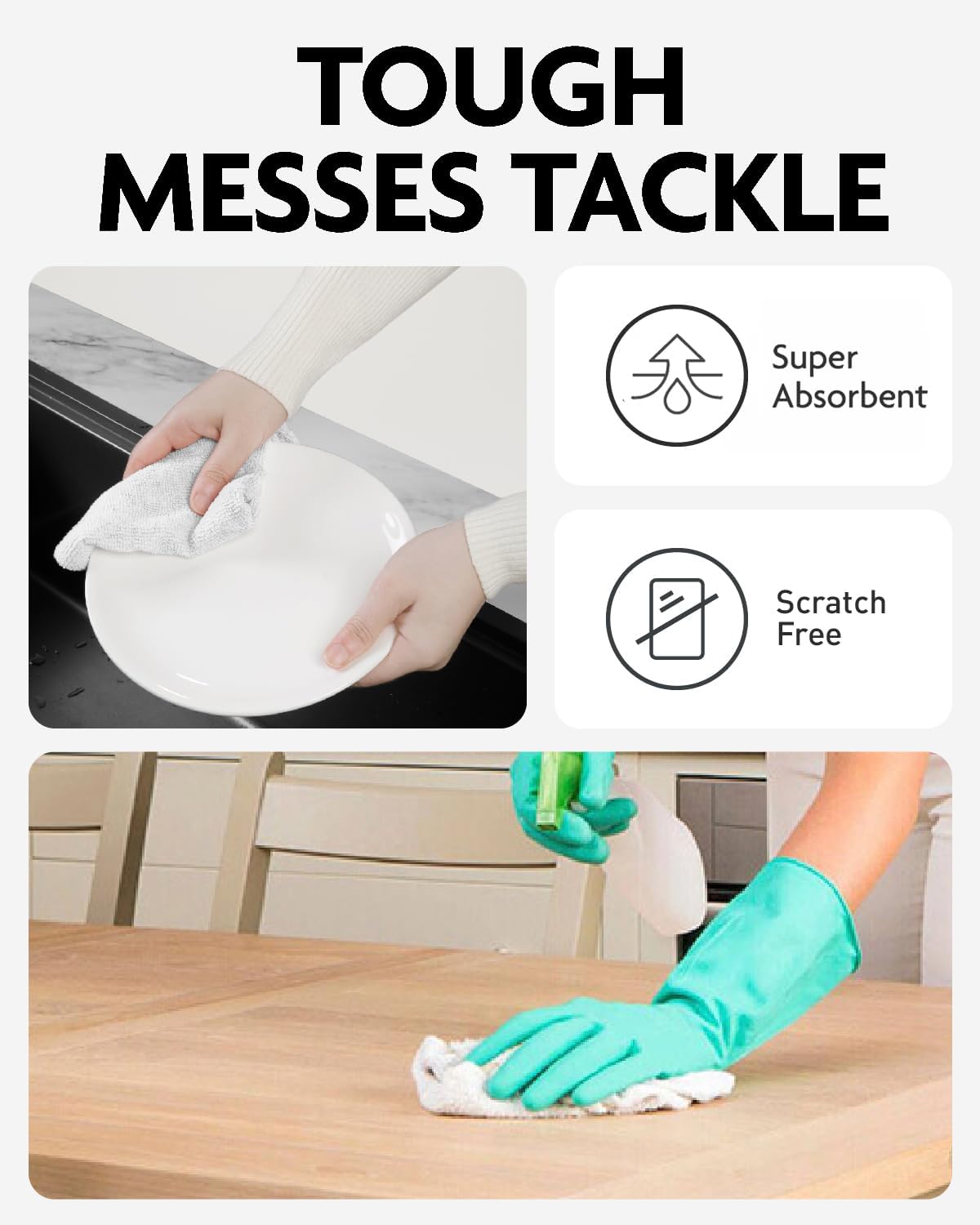 Fantasticlean Microfiber Cleaning Cloth Roll -75 Pack, Tear Away Microfiber Towels, 12" x 12", Reusable, Washable, Scratch Free, Ultra Absorbent Dishcloth for All-Around Cleaning Supplies (White)