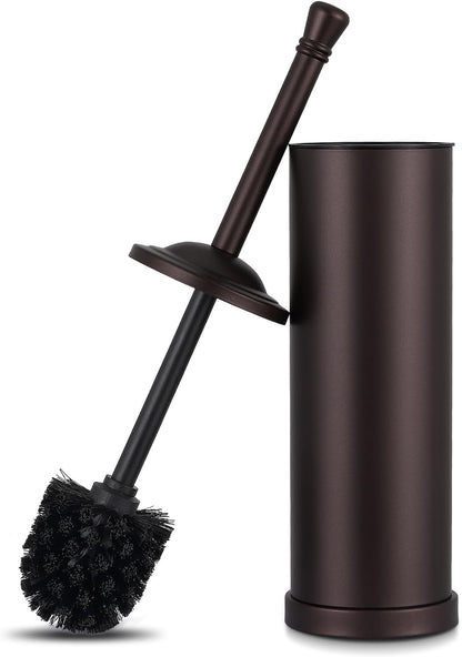 Brushed Nickel Toilet Brush and Holder Set,304 Stainless Steel Toilet Bowl Brush and Holder for Bathroom,Silver Heavy Duty Toilet Brush,Durable Scrubbing Bristles,Splash Resistant,Long Handle